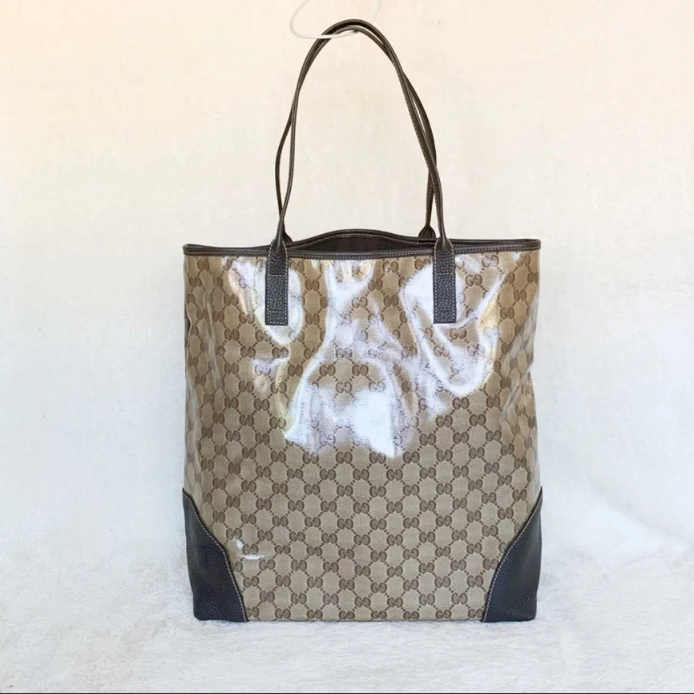 NWT Authentic Gucci Crystal GG Leather Tall Tote